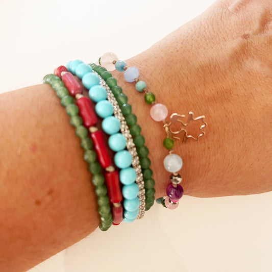 Bracciale Pietre Varie e Arg 925 con Bimba -Creazione Unica-