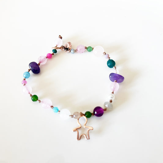 Bracciale Pietre Varie e Arg 925 con Bimbo -Creazione Unica-