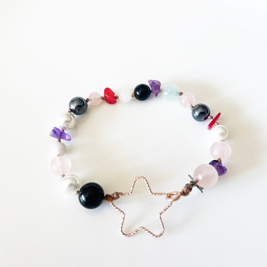 Bracciale Pietre Varie e Arg 925 con Stella -Creazione Unica-