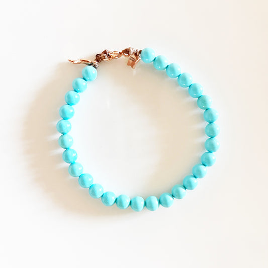 Bracciale Turchese con Cornetto galvanica oro rosa Arg 925 -Creazione Unica-