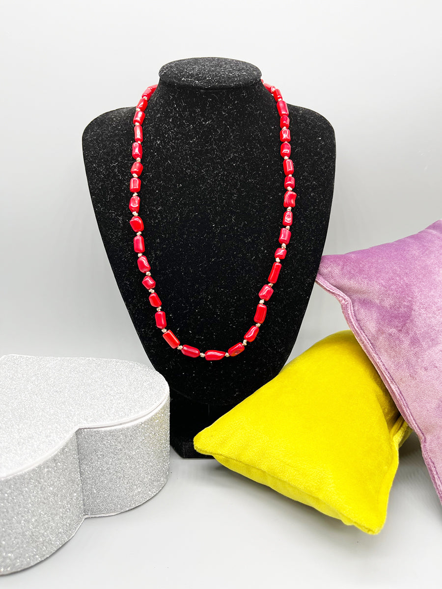 Collana Corallo Naturale Rosso e Arg. 925 -Top Jewels-