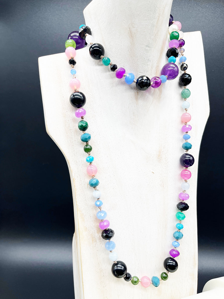 Collana Multicolor Pietre, Cristalli, arg 925 -Handmade Jewels-