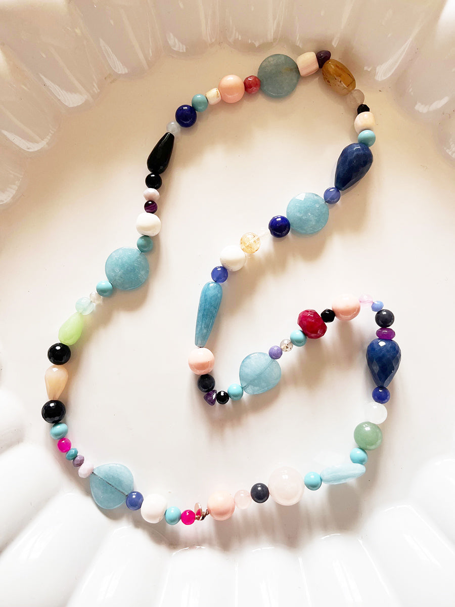 Collana Lunga Multicolor Pietre Varie -Top Bijoux-