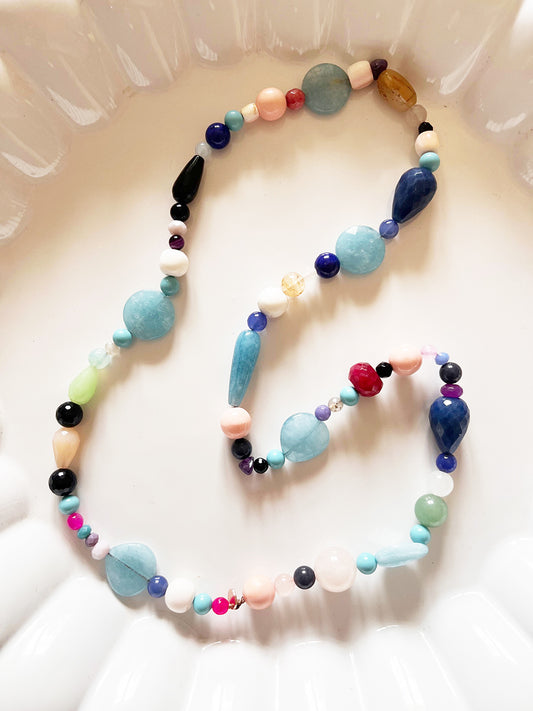 Collana Lunga Multicolor Pietre Varie -Top Bijoux-