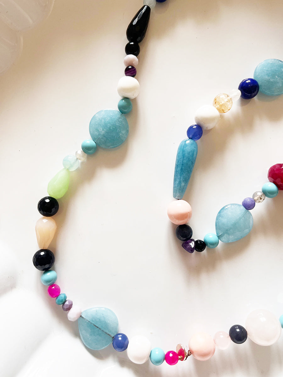 Collana Lunga Multicolor Pietre Varie -Top Bijoux-