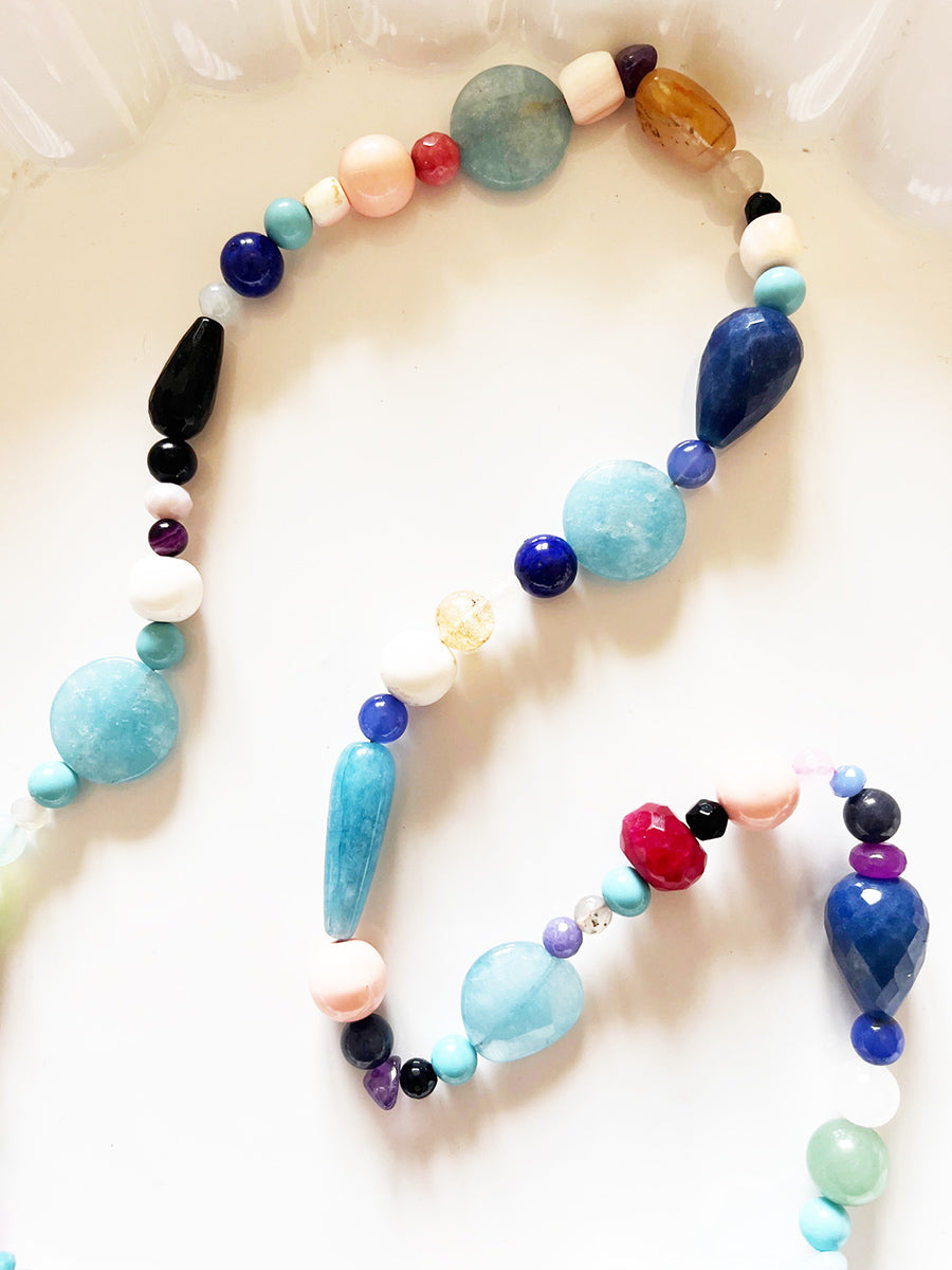 Collana Lunga Multicolor Pietre Varie -Top Bijoux-