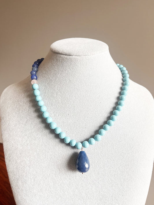 Collier Turchese Naturale con Charm in Lapislazzuli e Arg 925 -Top Bijoux-