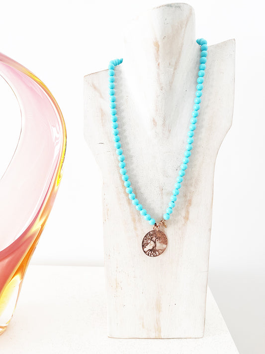 Collana Turchese Naturale con Albero della Vita Arg. 925 -Top Jewels-