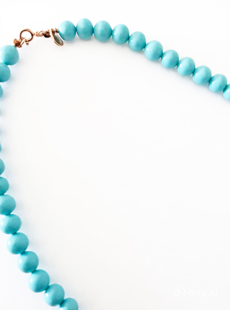 Collier Turchese Naturale con Charm Corallo del Mediterraneo e Arg 925 -Top Bijoux-