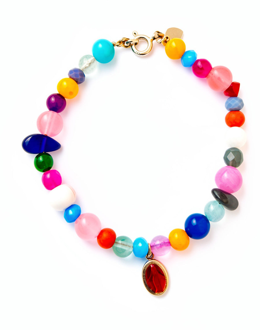 Bracciale Pietre Naturali Colorate con Charm Madonna Rue Du Bac -Top Bijoux-