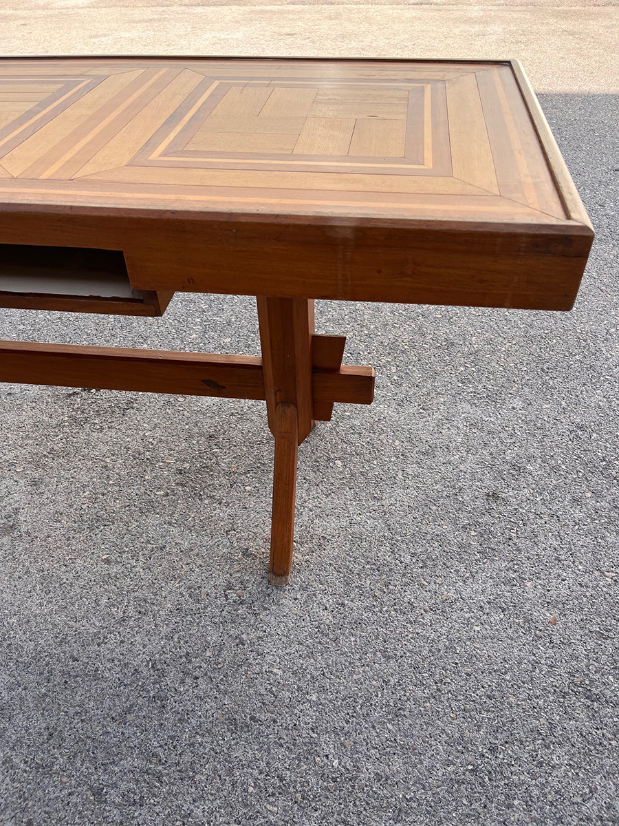 Bancone Design Anni '50 in noce con piano intarsiato '900 -Top Design-