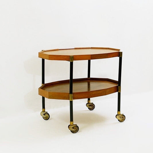 Carrello vintage in metallo, ottone e teak di Bergonzi, Italia 1950 -Design-