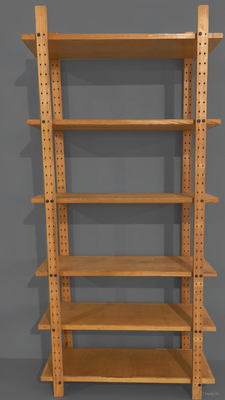 Libreria in Legno Massello Naturale a Giorno -Design Vintage-