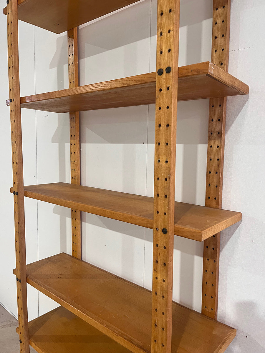 Libreria in Legno Massello Naturale a Giorno -Design Vintage-