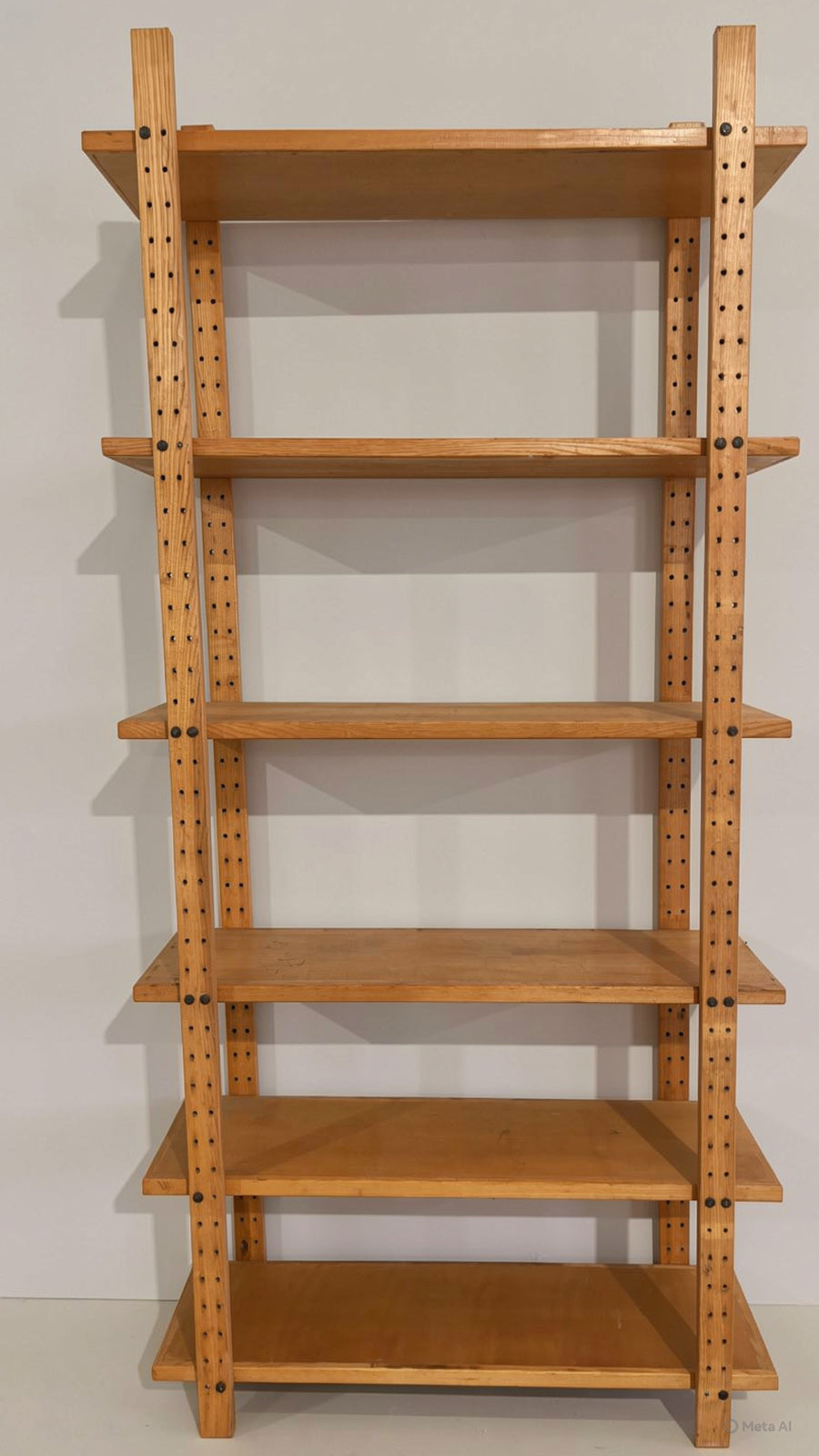 Libreria in Legno Massello Naturale a Giorno -Design Vintage-