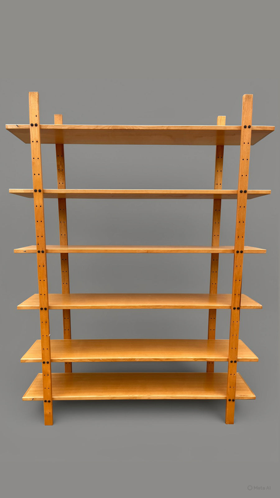 Libreria in Legno Massello Naturale a Giorno -Design Vintage-