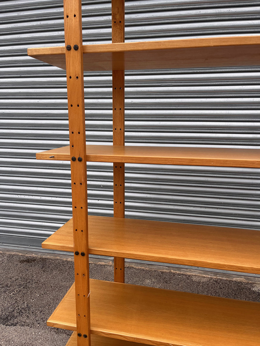 Libreria in Legno Massello Naturale a Giorno -Design Vintage-