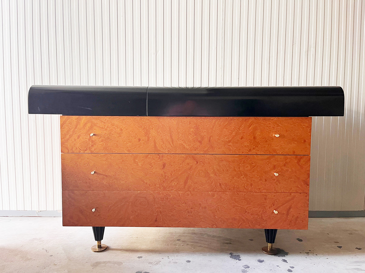 Trittico Cassettiera con ribalta e scrigno e comodini Pierre Cardin 1970 -Top Design-