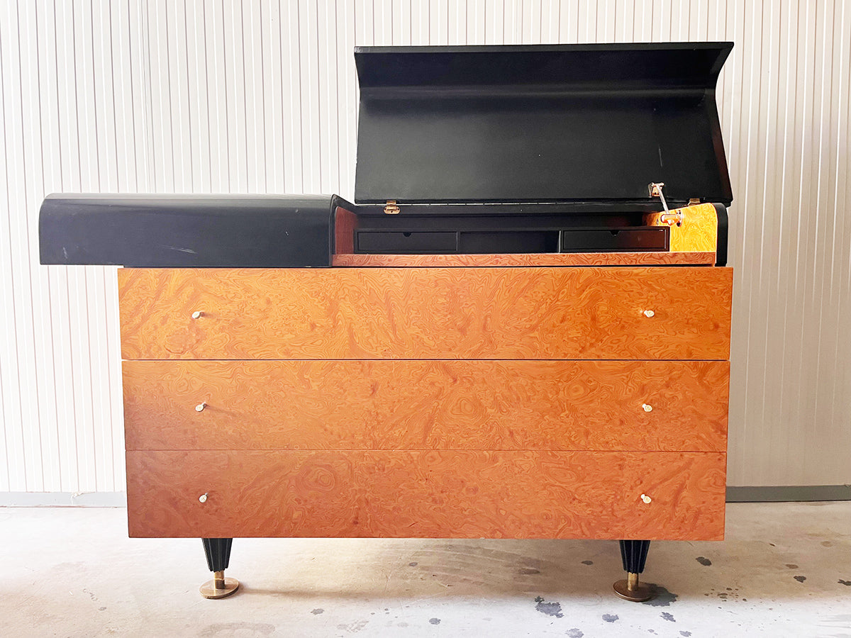 Trittico Cassettiera con ribalta e scrigno e comodini Pierre Cardin 1970 -Top Design-