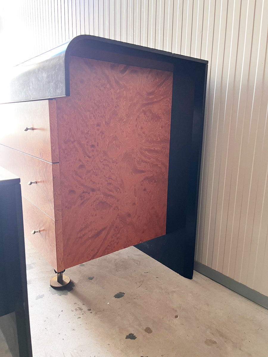 Trittico Cassettiera con ribalta e scrigno e comodini Pierre Cardin 1970 -Top Design-