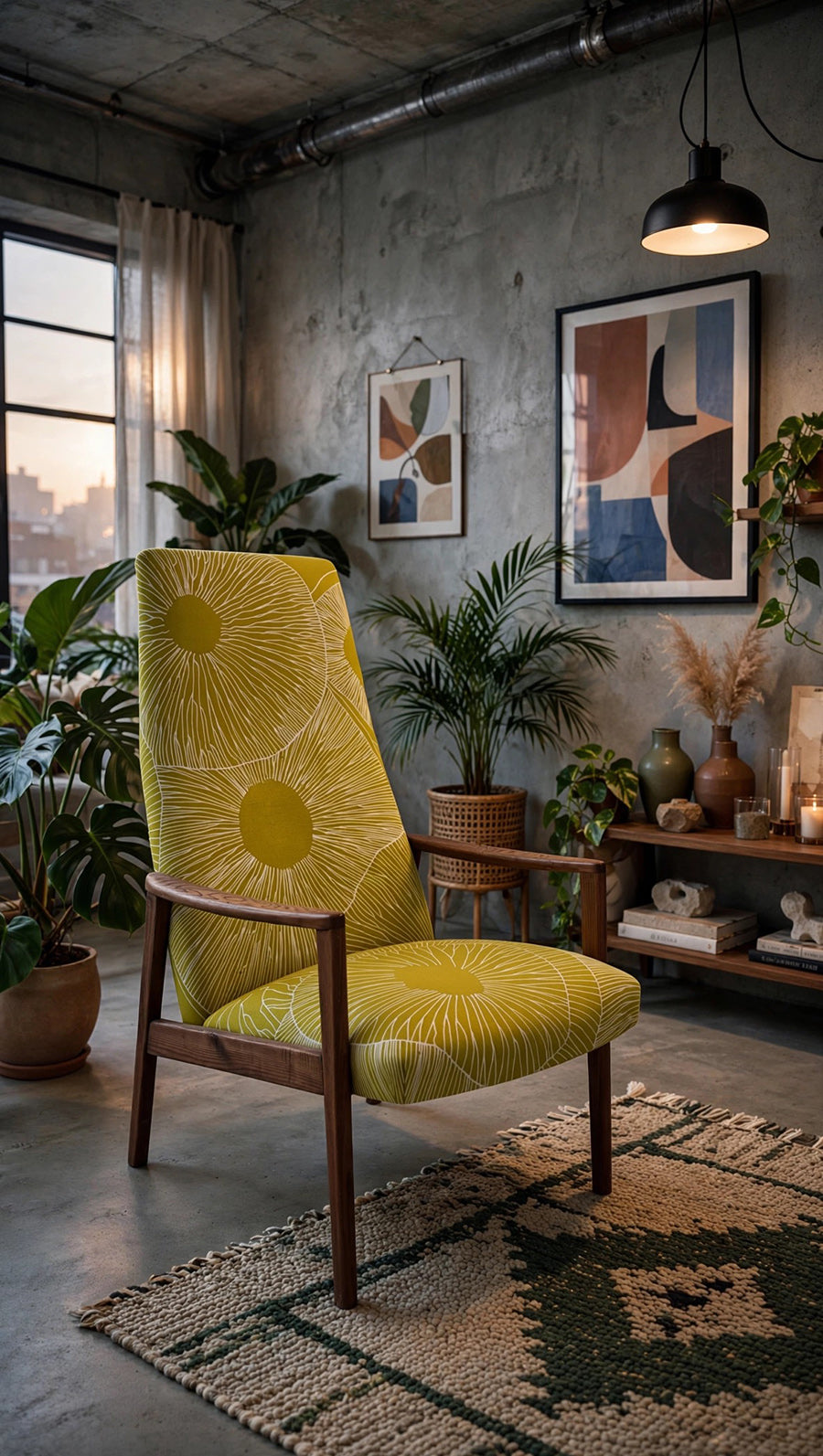 Poltrona Vintage in noce con rivestimento Marimekko -Top Design-