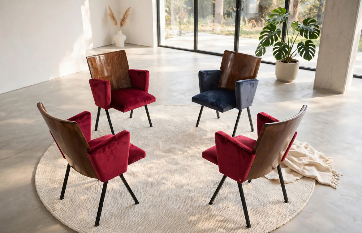Set di n. 4 Poltroncine Teatro Anni '50 -Design-