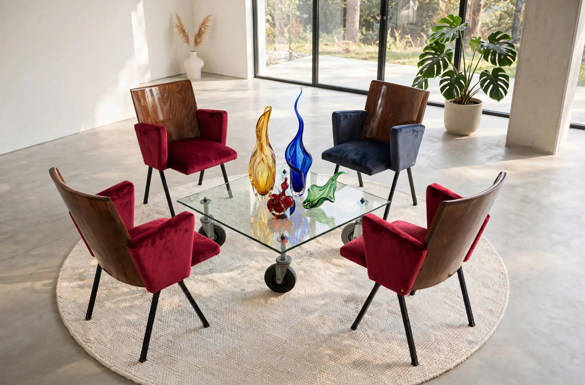 Set di n. 4 Poltroncine Teatro Anni '50 -Design-