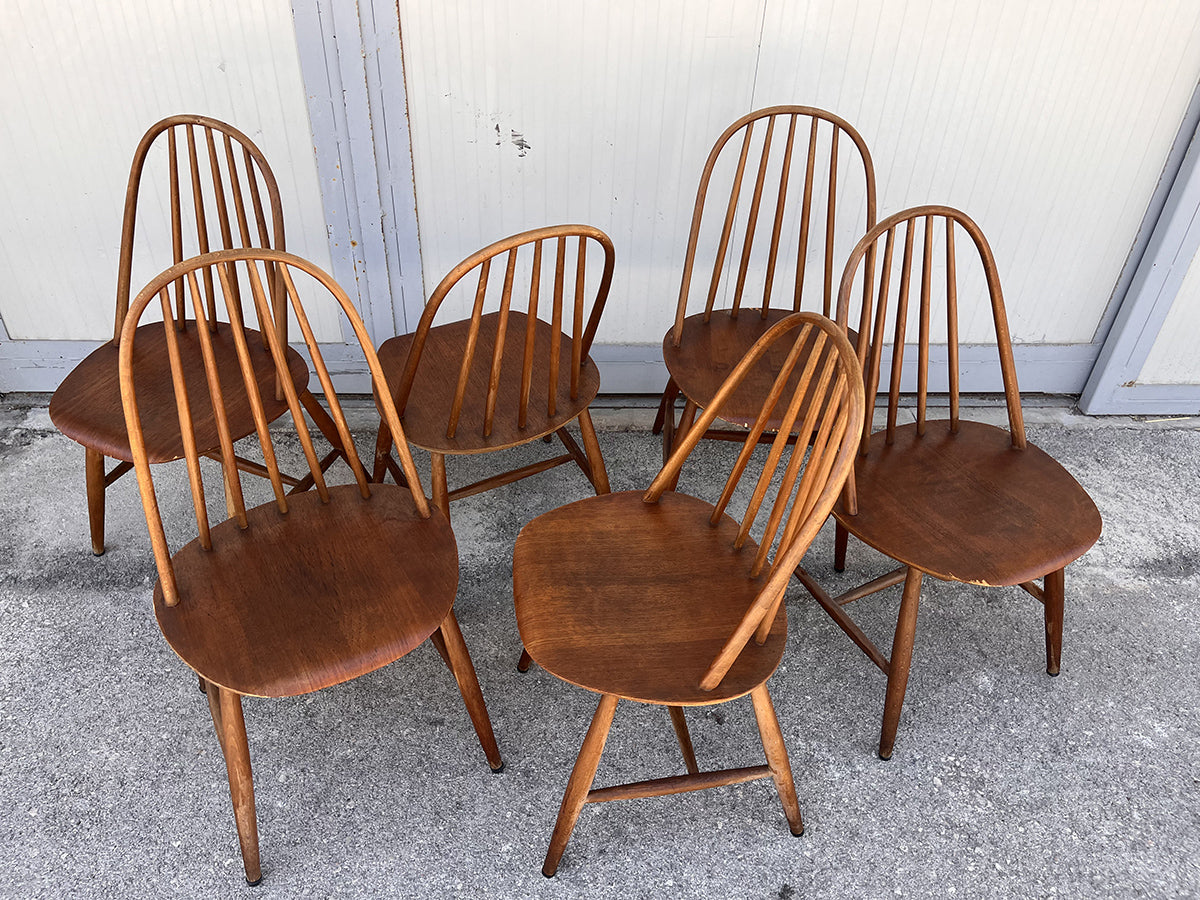 "Quacker" set di n. 6 sedie di Lucian Ercolani anni '60 -Top Design-