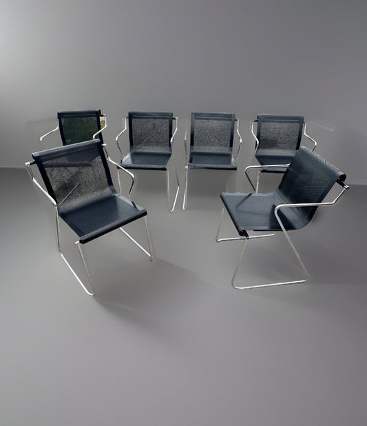 Poltrone impilabili Monopoli di Pietro Arosio per Airon, Italia, anni '70, set di 6 -Top Design-