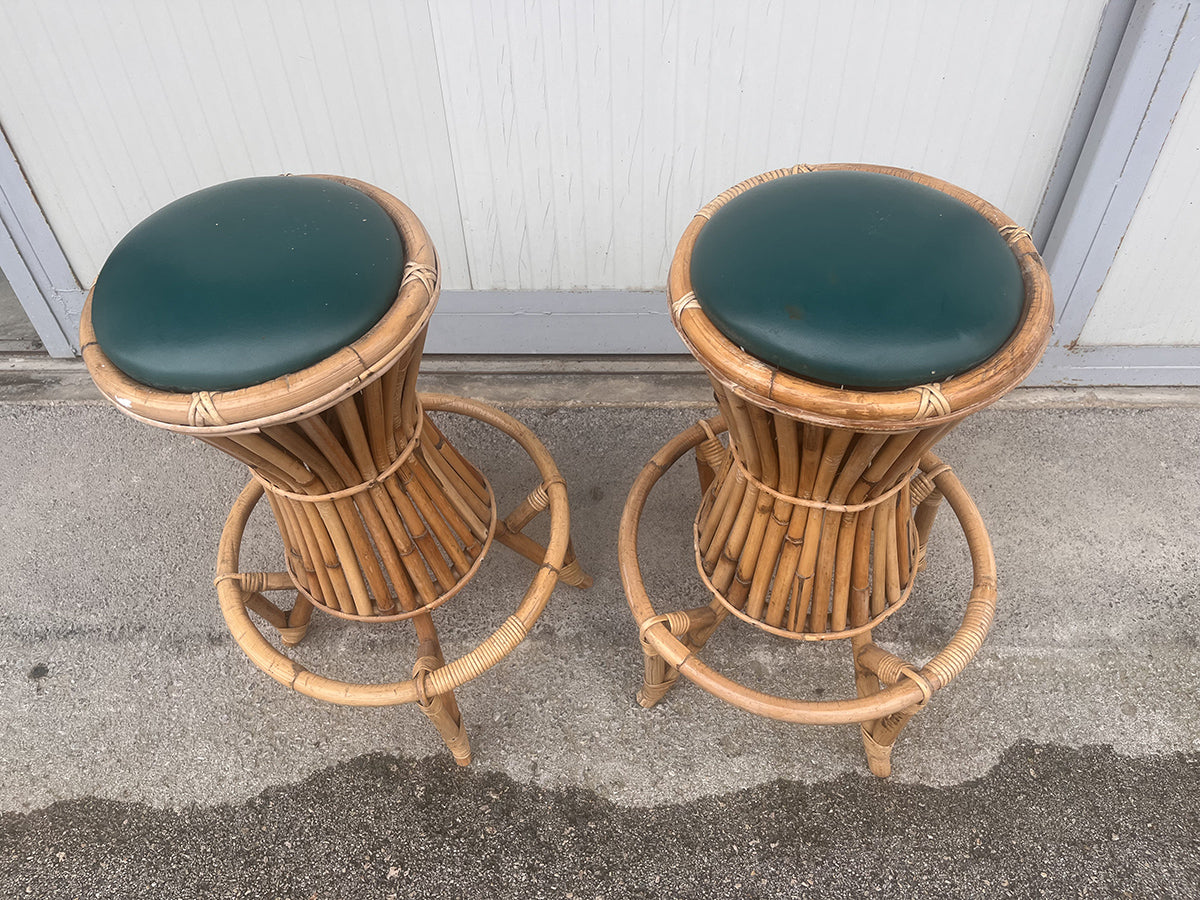 Sgabelli da bar vintage in bambù, anni '70, set di 2 -Top Design-