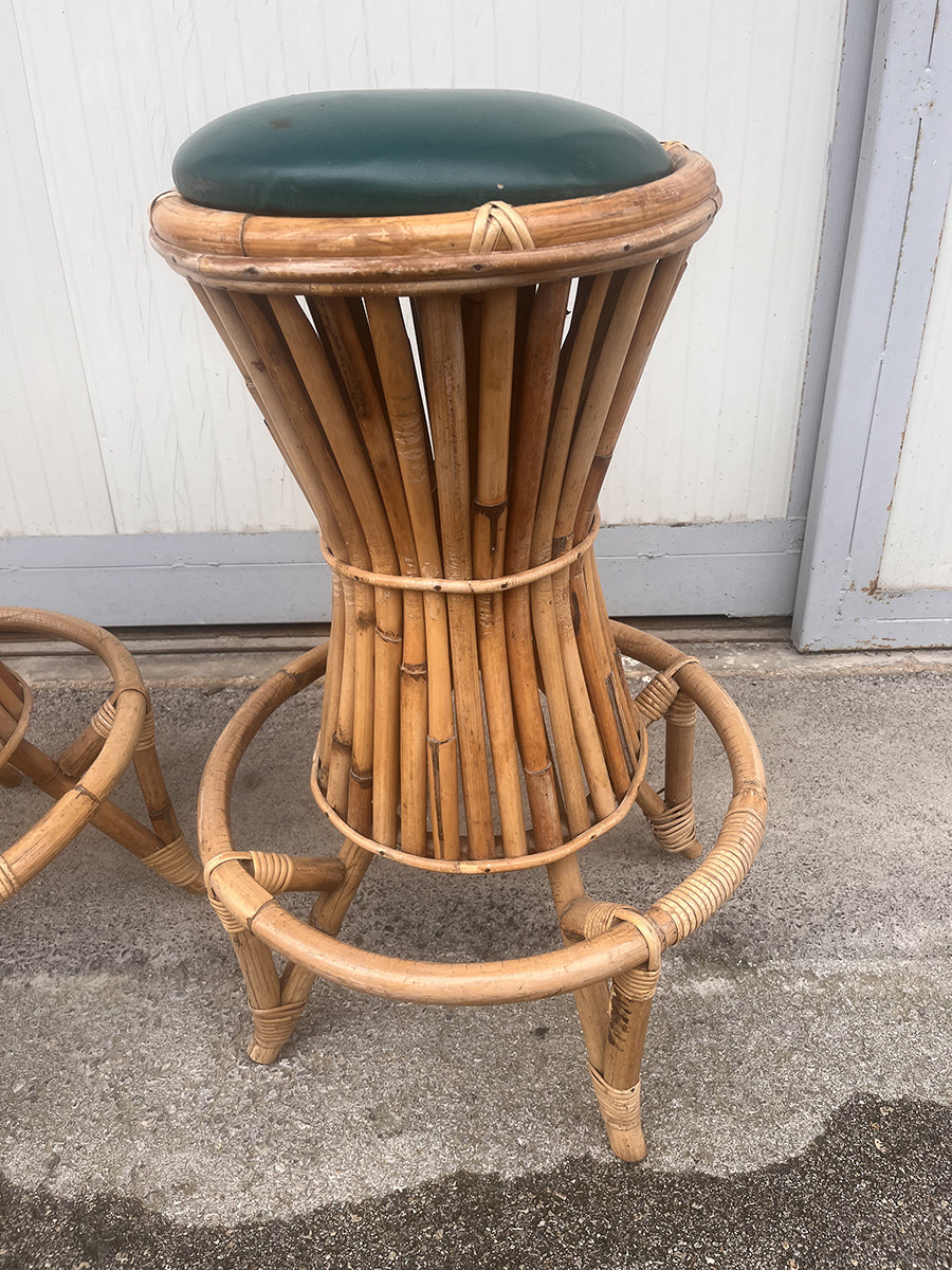Sgabelli da bar vintage in bambù, anni '70, set di 2 -Top Design-