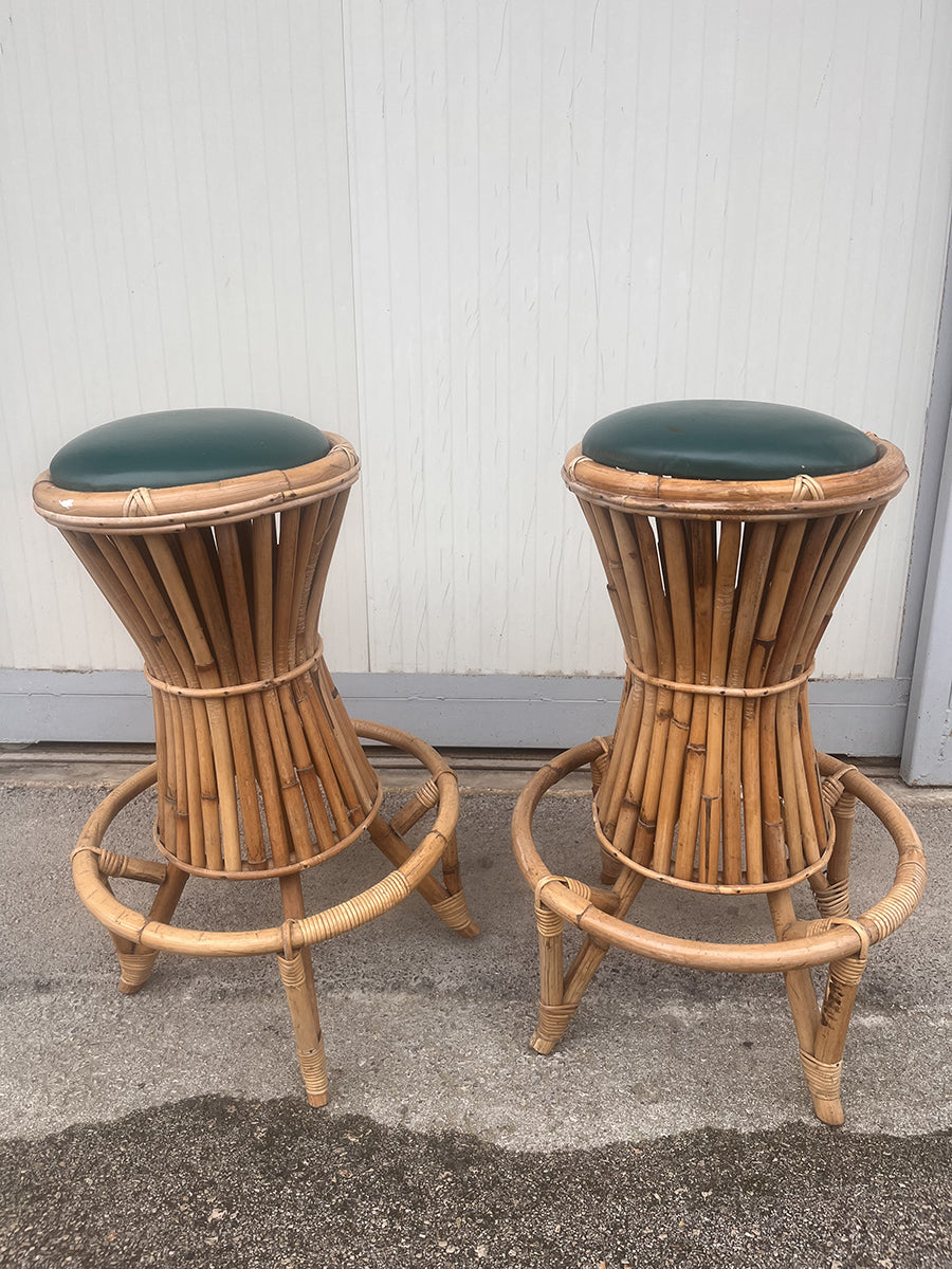 Sgabelli da bar vintage in bambù, anni '70, set di 2 -Top Design-