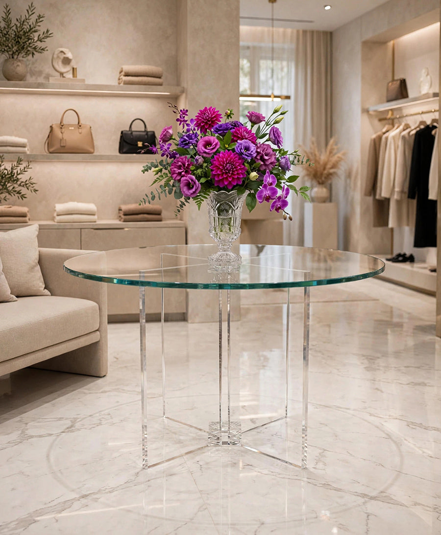 Tavolo Plexiglass e Cristallo Top Vintage anni '70 -Top Design-