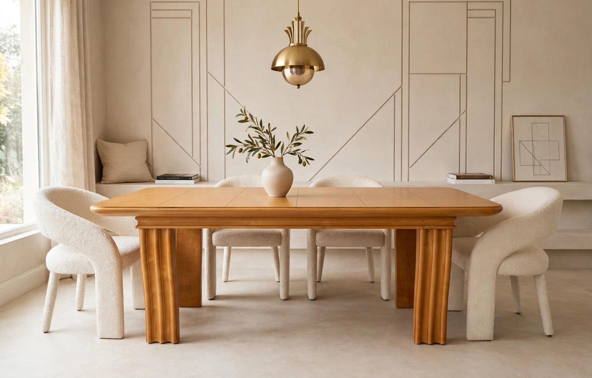 Tavolo Dining Art Deco '30 in legno massello color miele -Top Design-