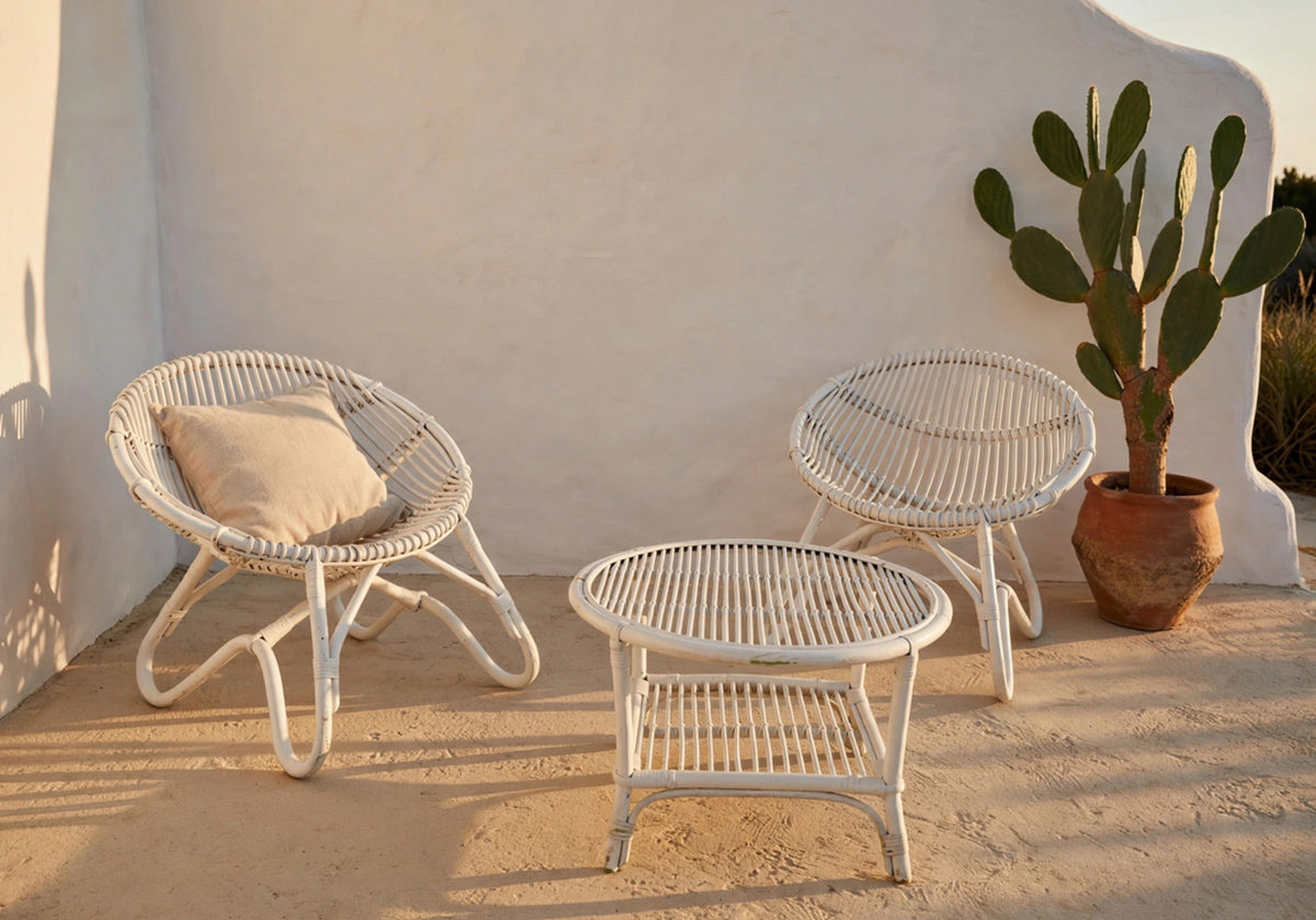Trittico da esterno in Rattan Bianco Vintage anni '60 -Design-