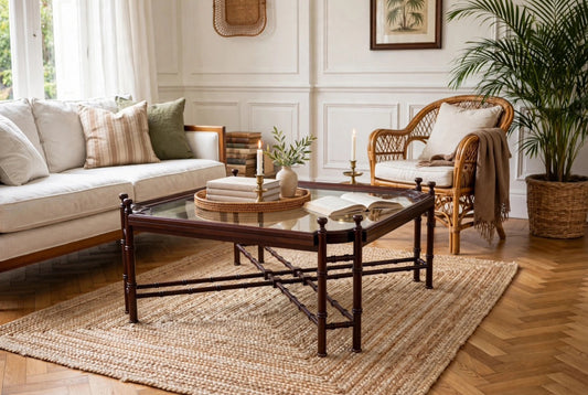 Coffee Table Hollywood Regency Primo '900 in legno e cristallo - Top Antiques-