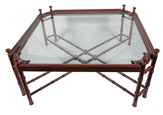 Coffee Table Hollywood Regency Primo '900 in legno e cristallo - Top Antiques-