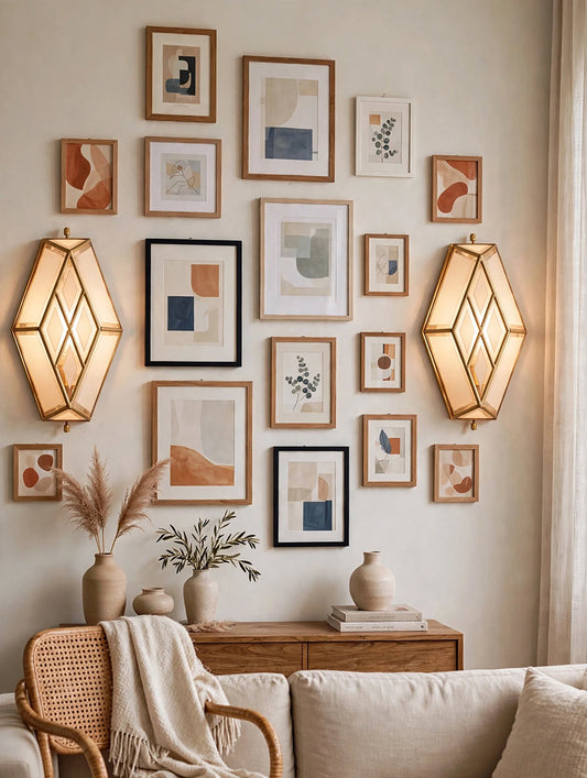 Coppia di Appliques Top Vintage anni '70 Ottone e Vetro Molato Bianco -Top Lighting-