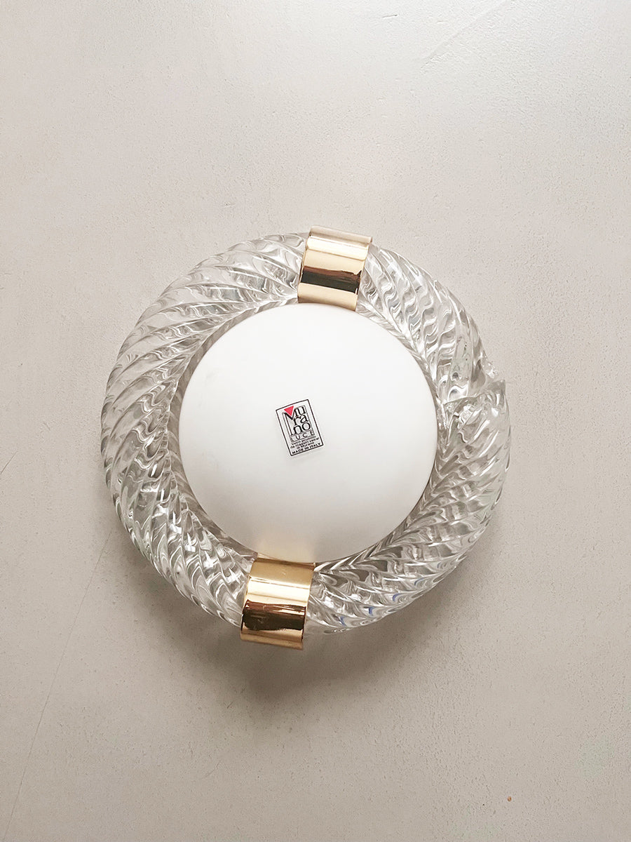 Applique Barovier & Toso Vintage anni '50 Cristallo, Ottone, Vetro Satinato -Lighting-