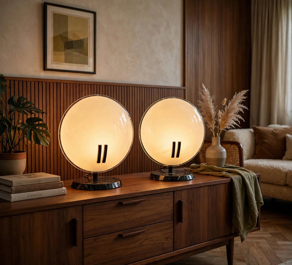 Bruno Gecchelin, Coppia Lampade "Pearl" per Oluce 1980 -Design Lighting-