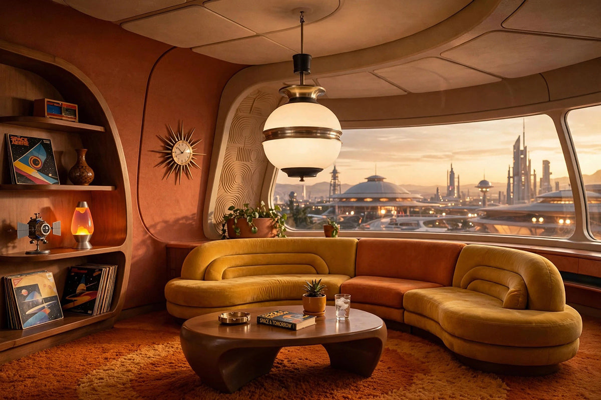 Space age Lampadario a Sospensione rotondo originale anni '70 -Top Lighting-