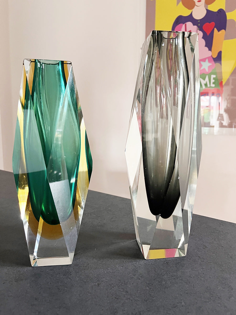 Coppia Vasi Diamantati Murano anni '60 -Top Murano-