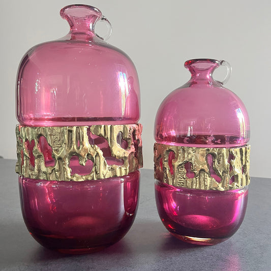 Angelo Brotto (1914 - 2002) Coppia Vasi per Esperia, Poggibonsi anni '70 -Top Murano-