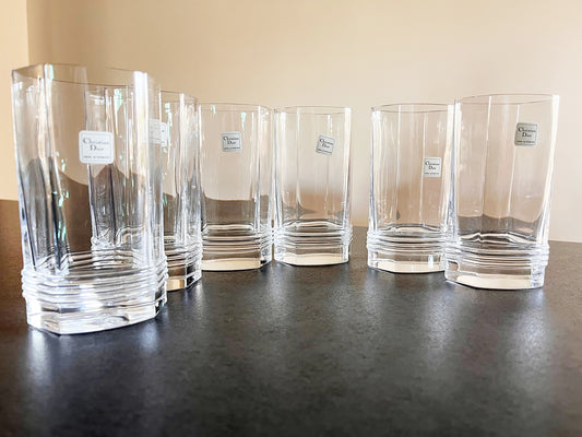 Set di n.6 Bicchieri da longdrink esagonali in cristallo di Christian Dior -Top Crystal-