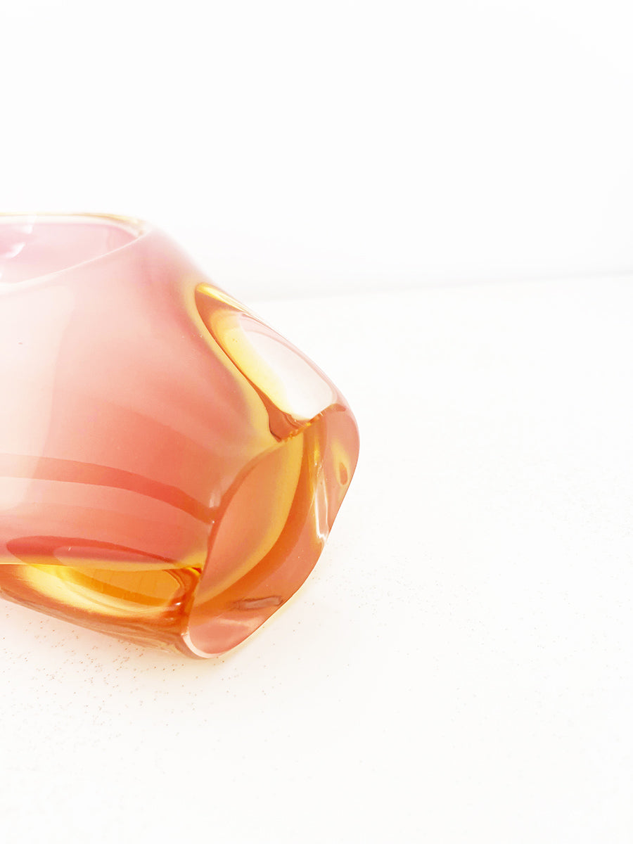 Cestino Murano Rosa e Giallo Vintage 1950 -Top Murano-
