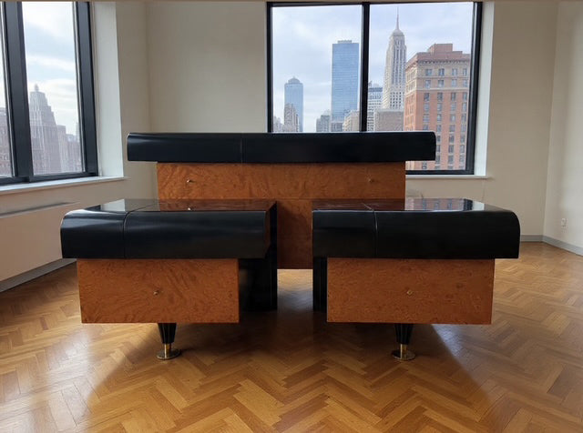 Trittico Cassettiera con ribalta e scrigno e comodini Pierre Cardin 1970 -Top Design-