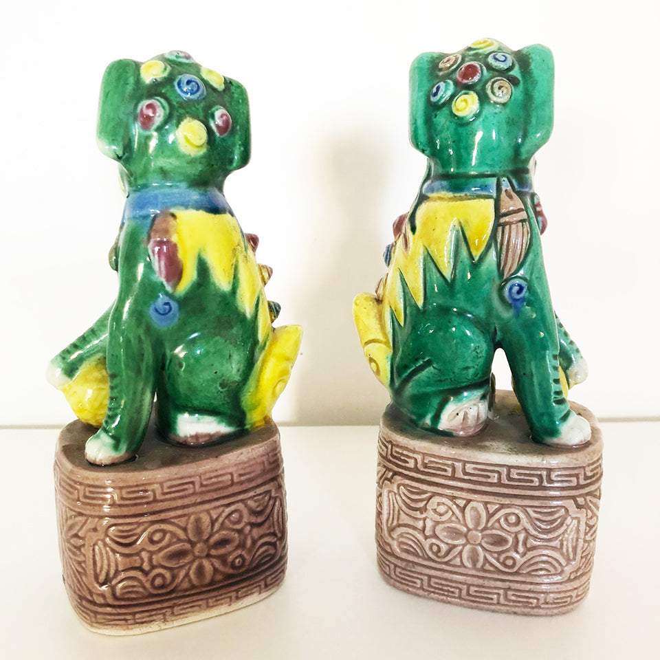 Cani di Fo Coppia Ceramiche Decorate a mano '900 -Antiques-
