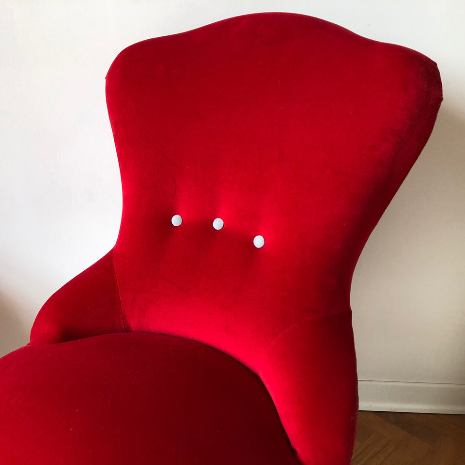 Coppia Poltroncine Rosse Velluto '900 -Antiques-