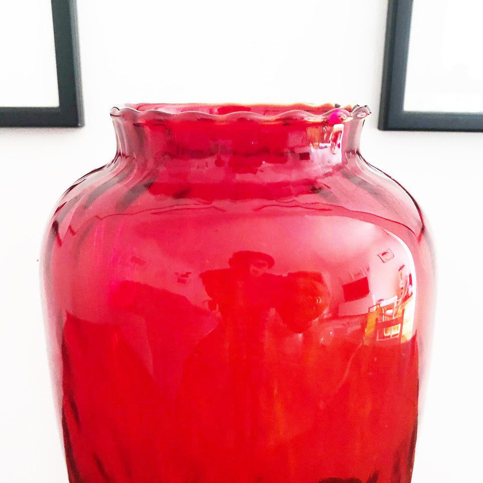 Vaso Rosso in Vetro di Murano '900 - Antiques-