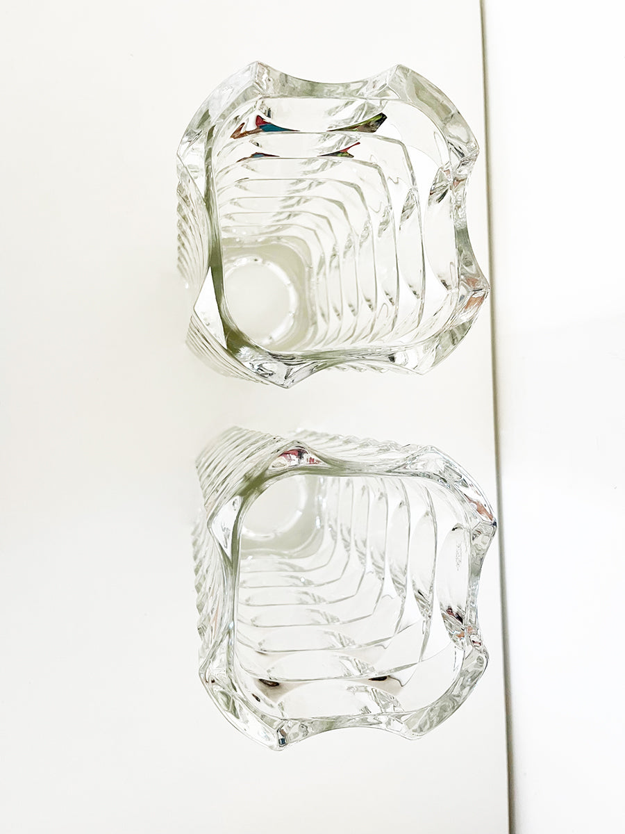 Art Deco Coppia Vasi Cristallo Sfaccettato Made in France 1940 -Art-